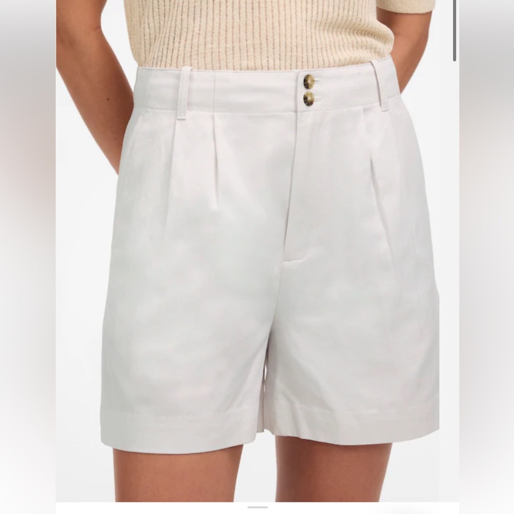 NWT Madewell Light Beige High-Waisted Pleated Shorts Size Medium